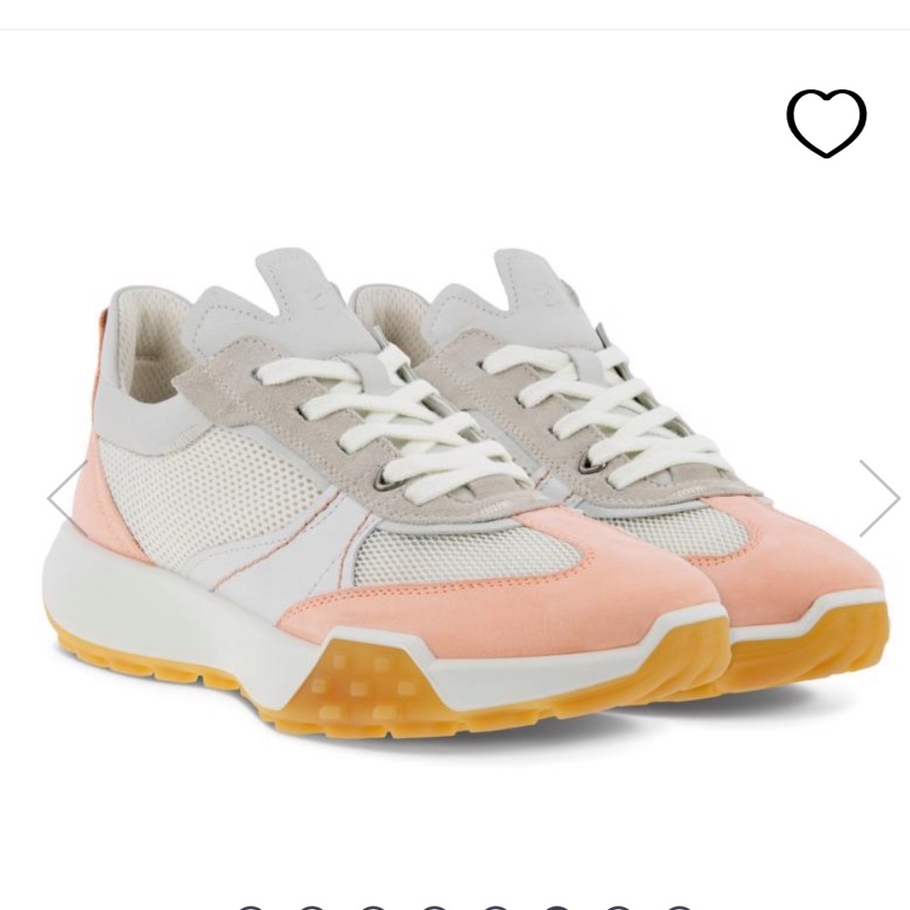 Ecco Retro Leather Sneakers Multicolour White/Peach Size 7-7.5